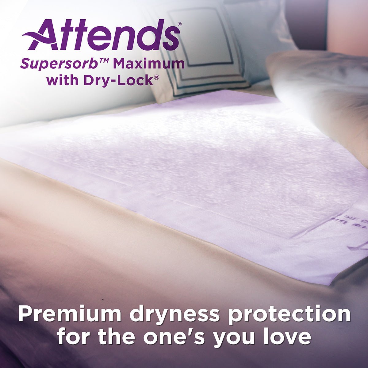 Attends Supersorb Maximum Underpads with Dry-Lock, lifestyle image