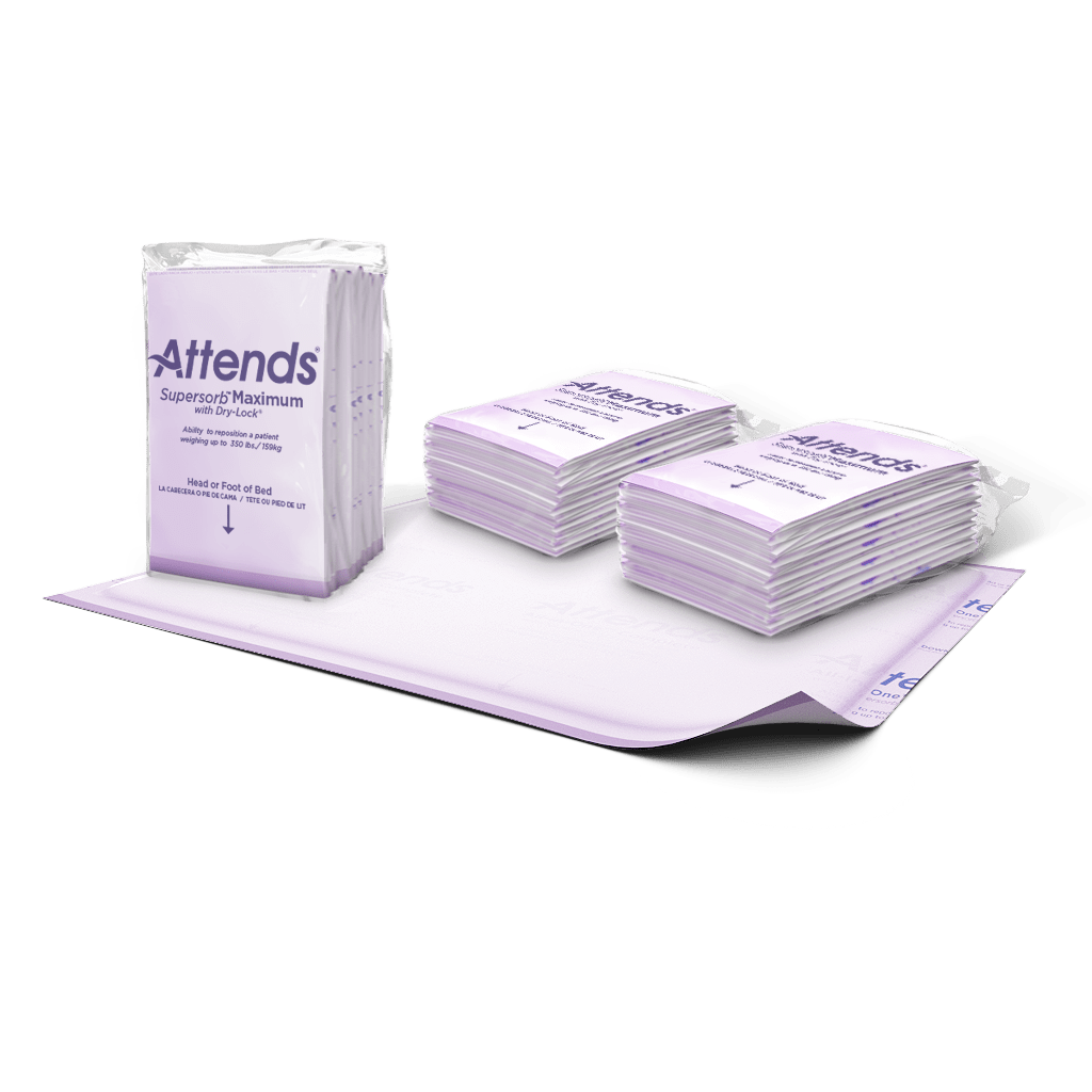 Attends Supersorb Maximum Underpads with Dry-Lock, angled view