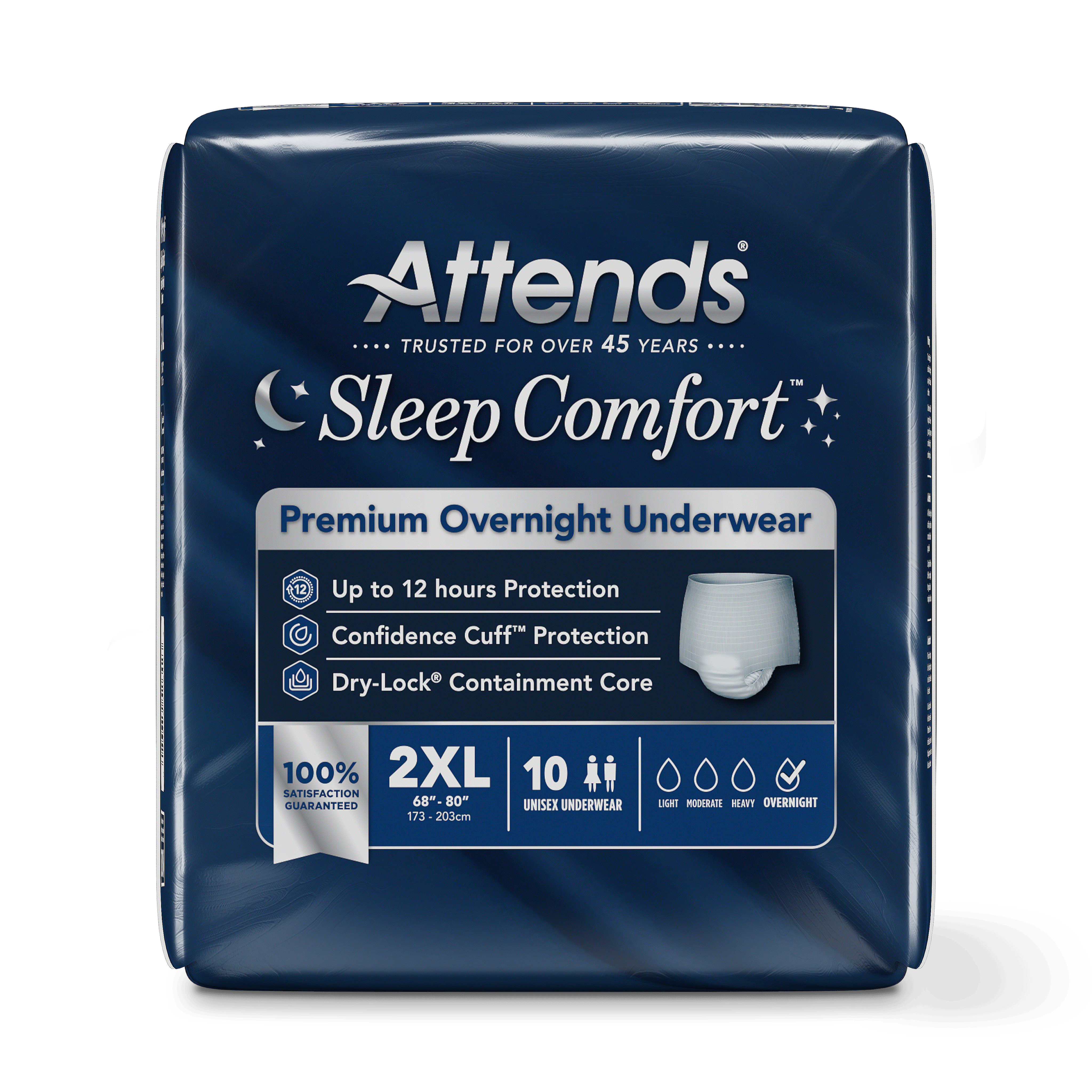Attends Sleep Comfort Premium Overnight Underwear, 2XL, front