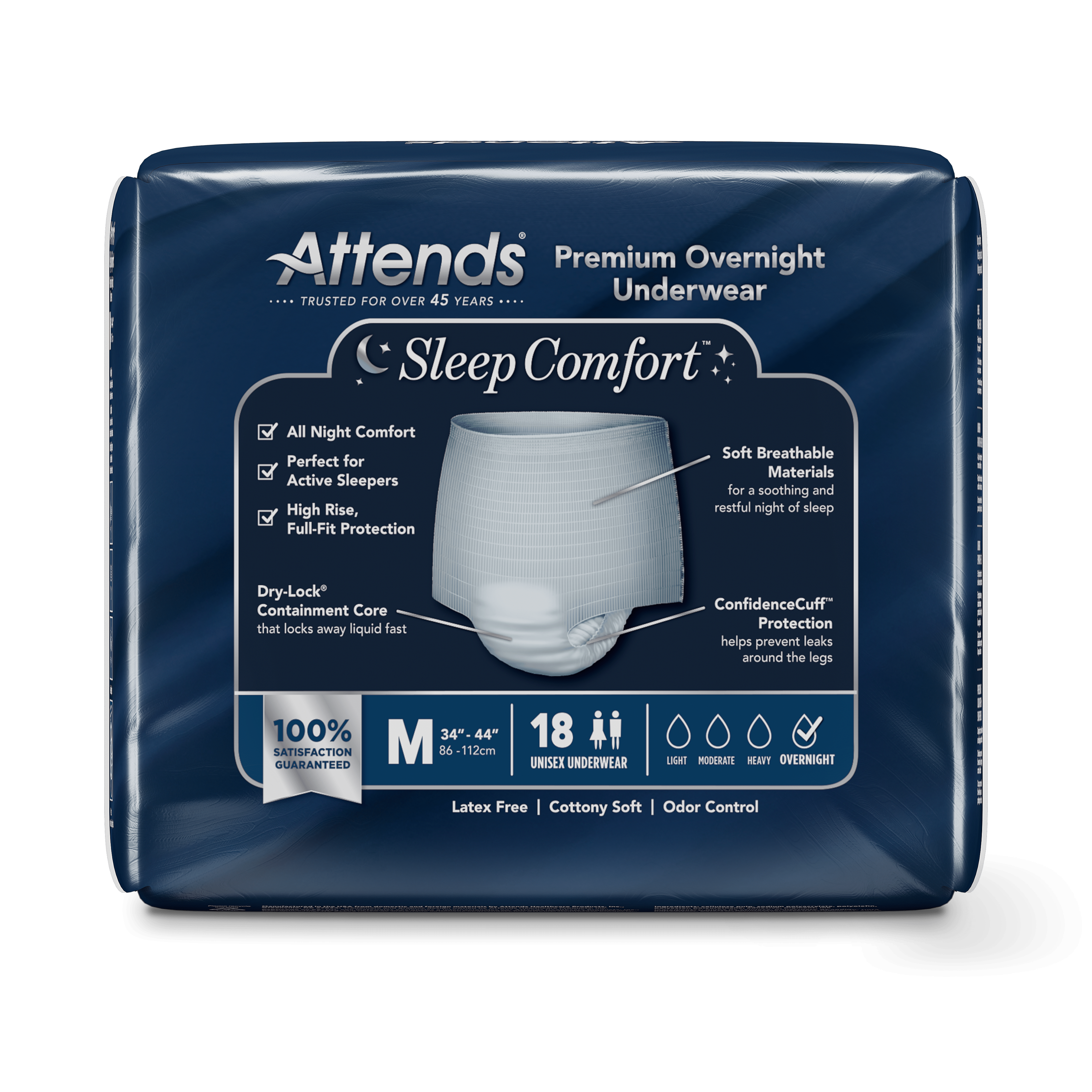 Attends Sleep Comfort Premium Overnight Underwear, Medium, back