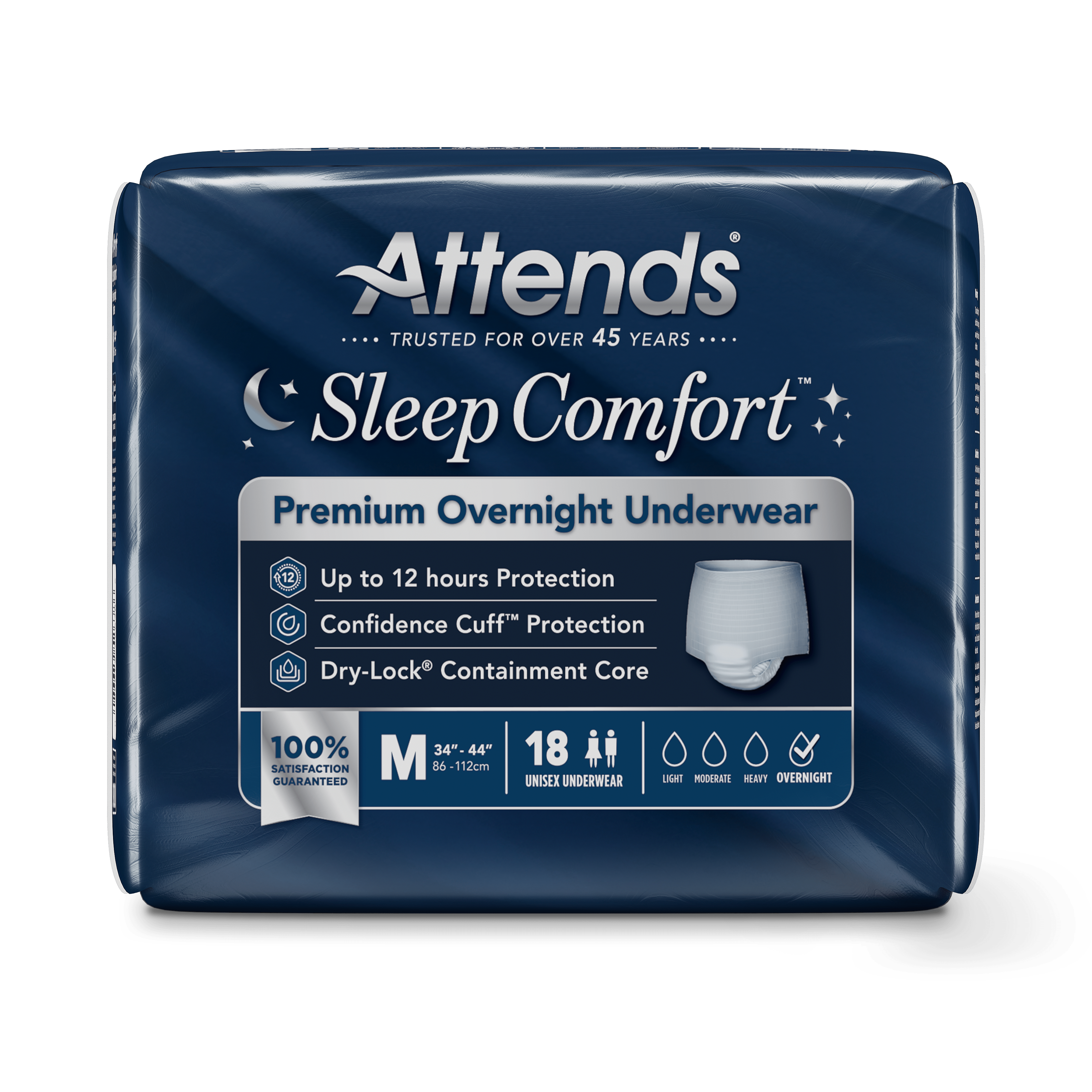 Attends Sleep Comfort Premium Overnight Underwear, Medium, front