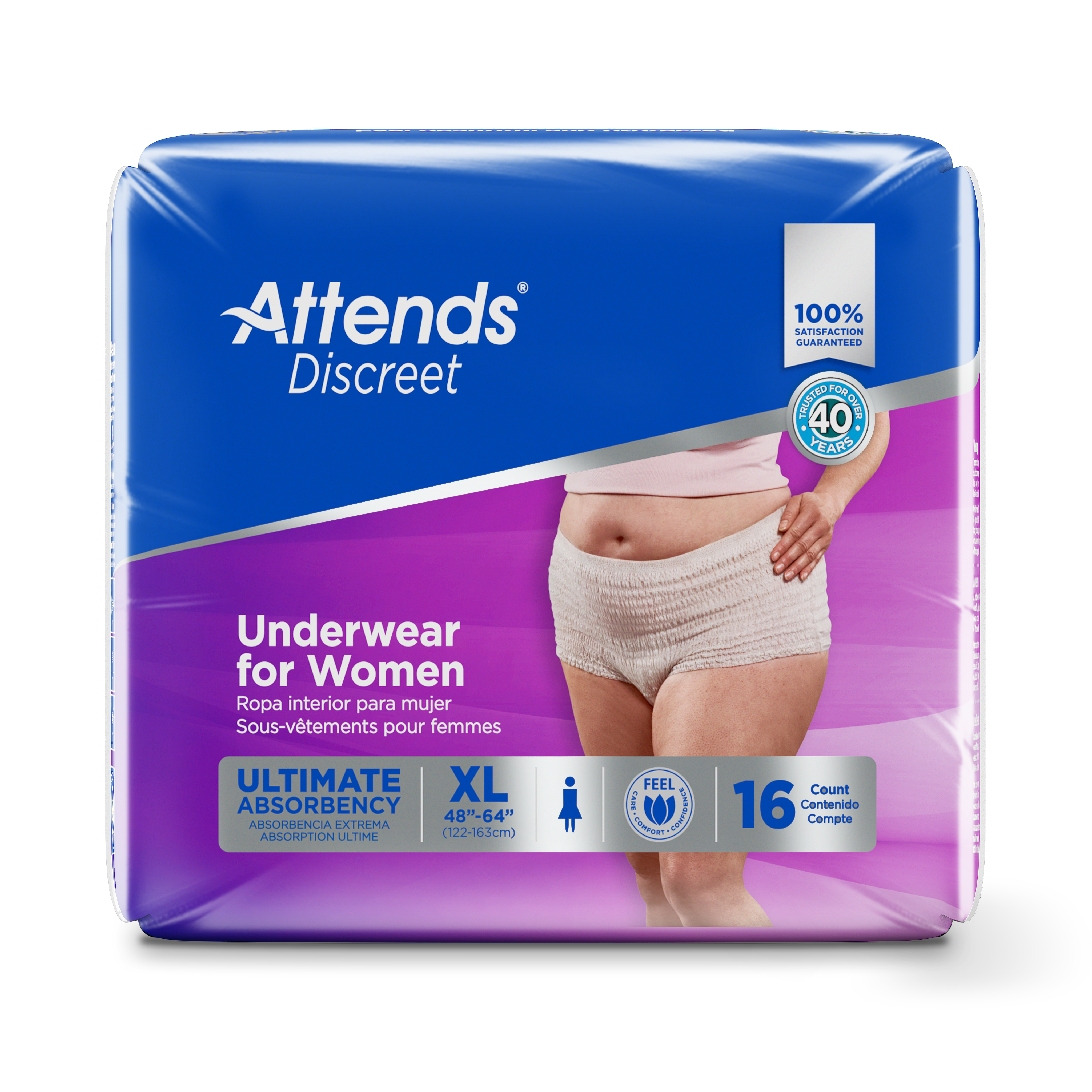 Attends Discreet, Underwear For Women, XL, front