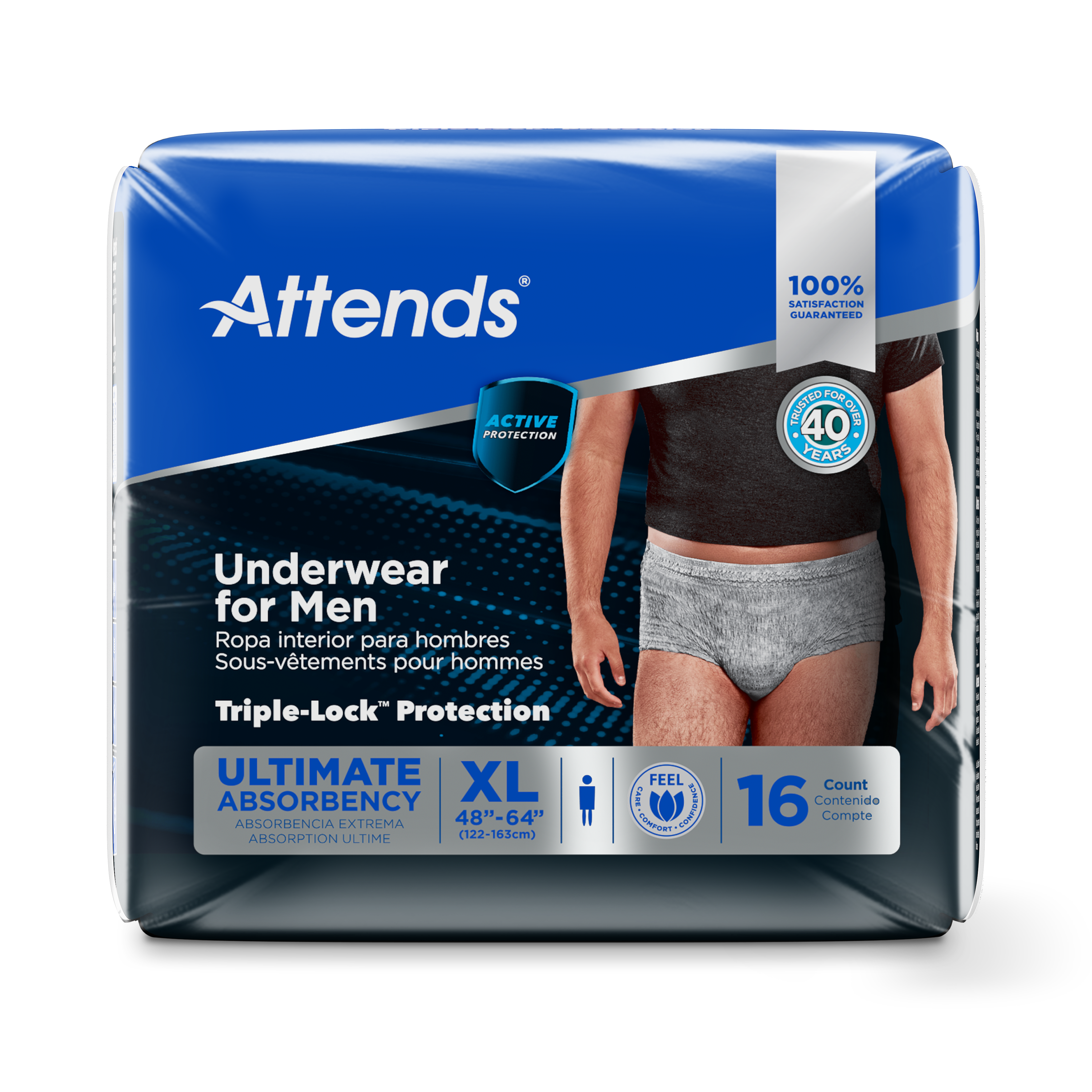 Attends Underwear For Men, XL, front
