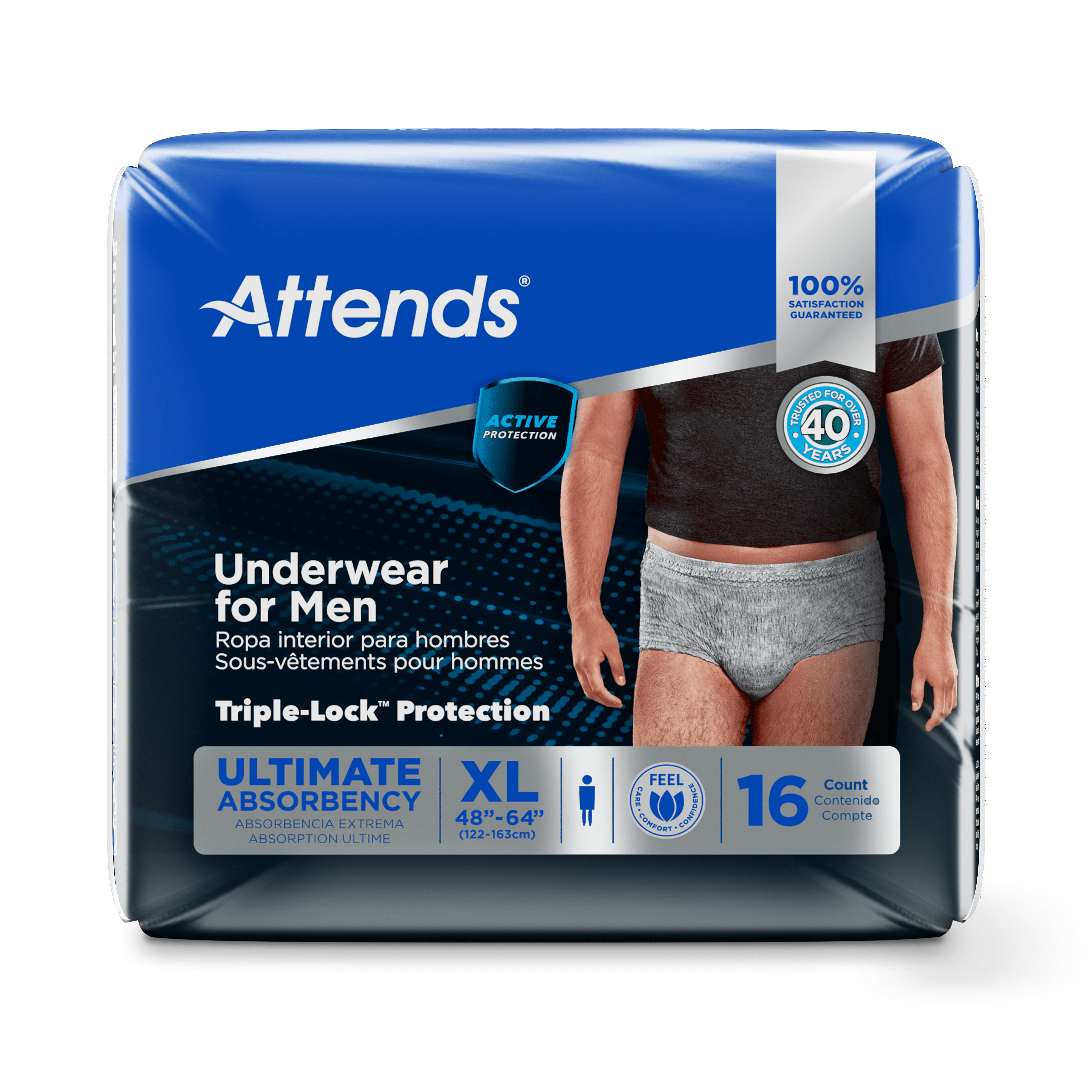 Attends Underwear For Men, XL, front