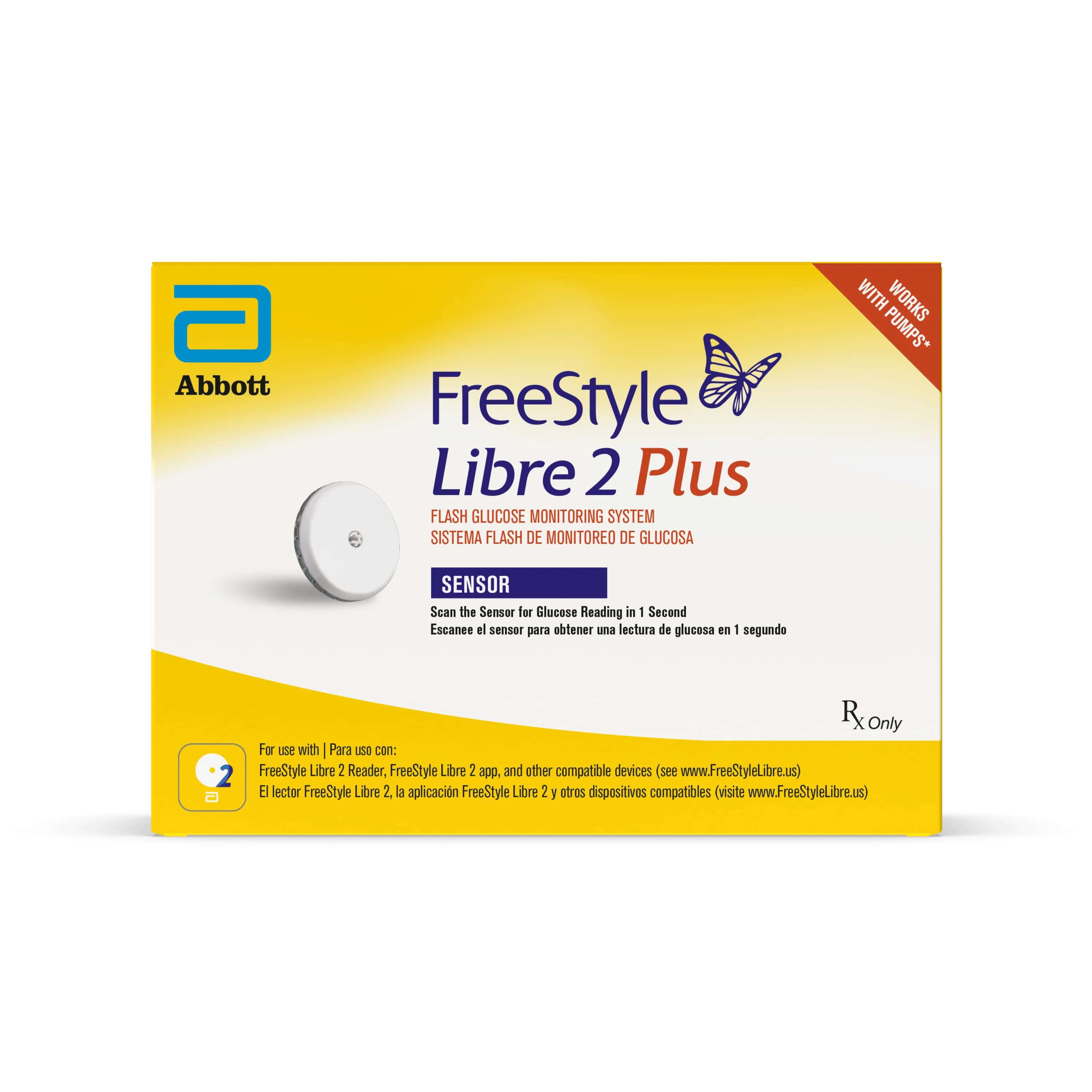 FreeStyle LIBRE 2 Plus Sensor-Packaging Front View
