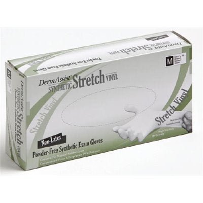 Non-Sterile Stretch Vinyl Gloves, Powder Free, Pack of 100