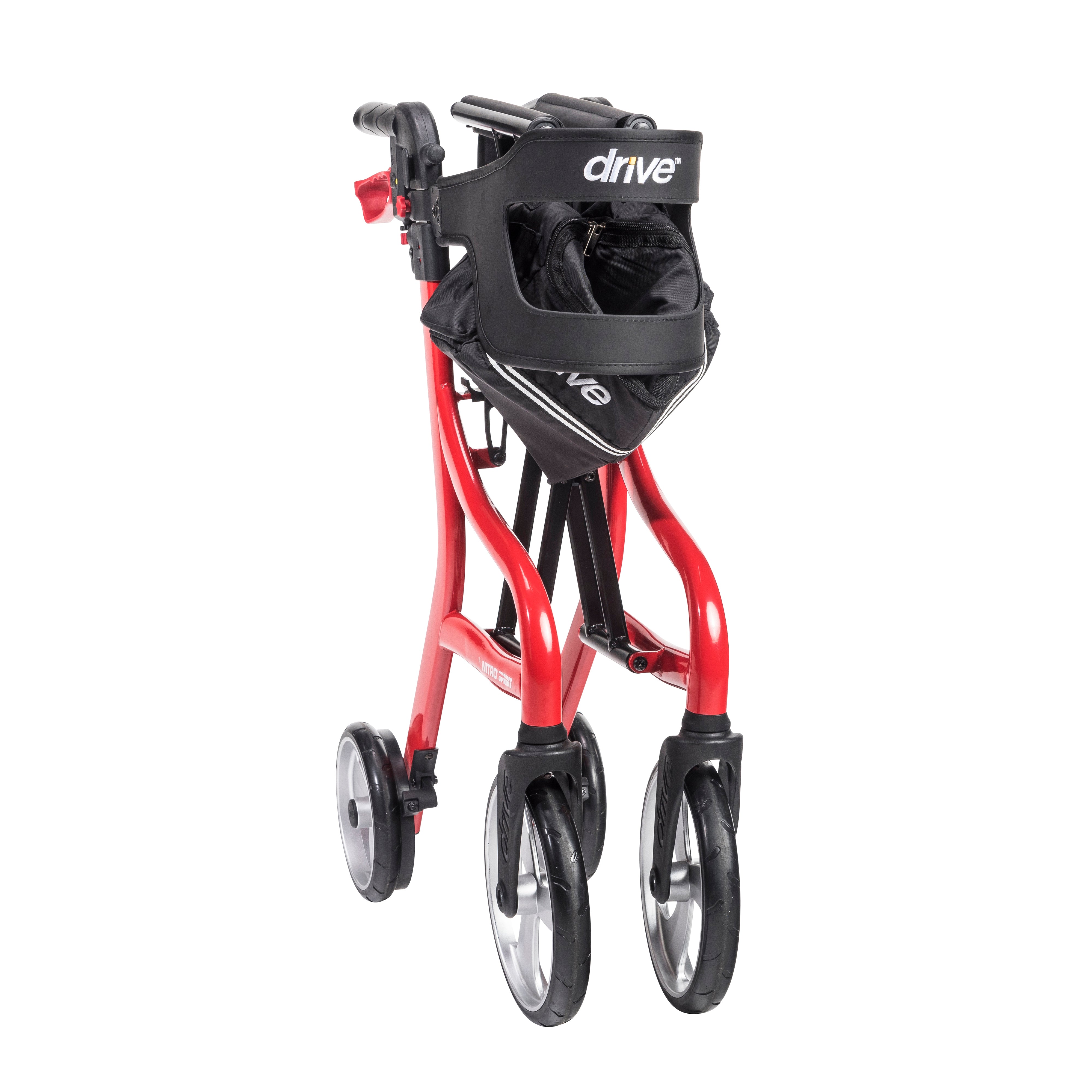 Nitro Sprint Rollator Rolling Walker-Folded Front View Red