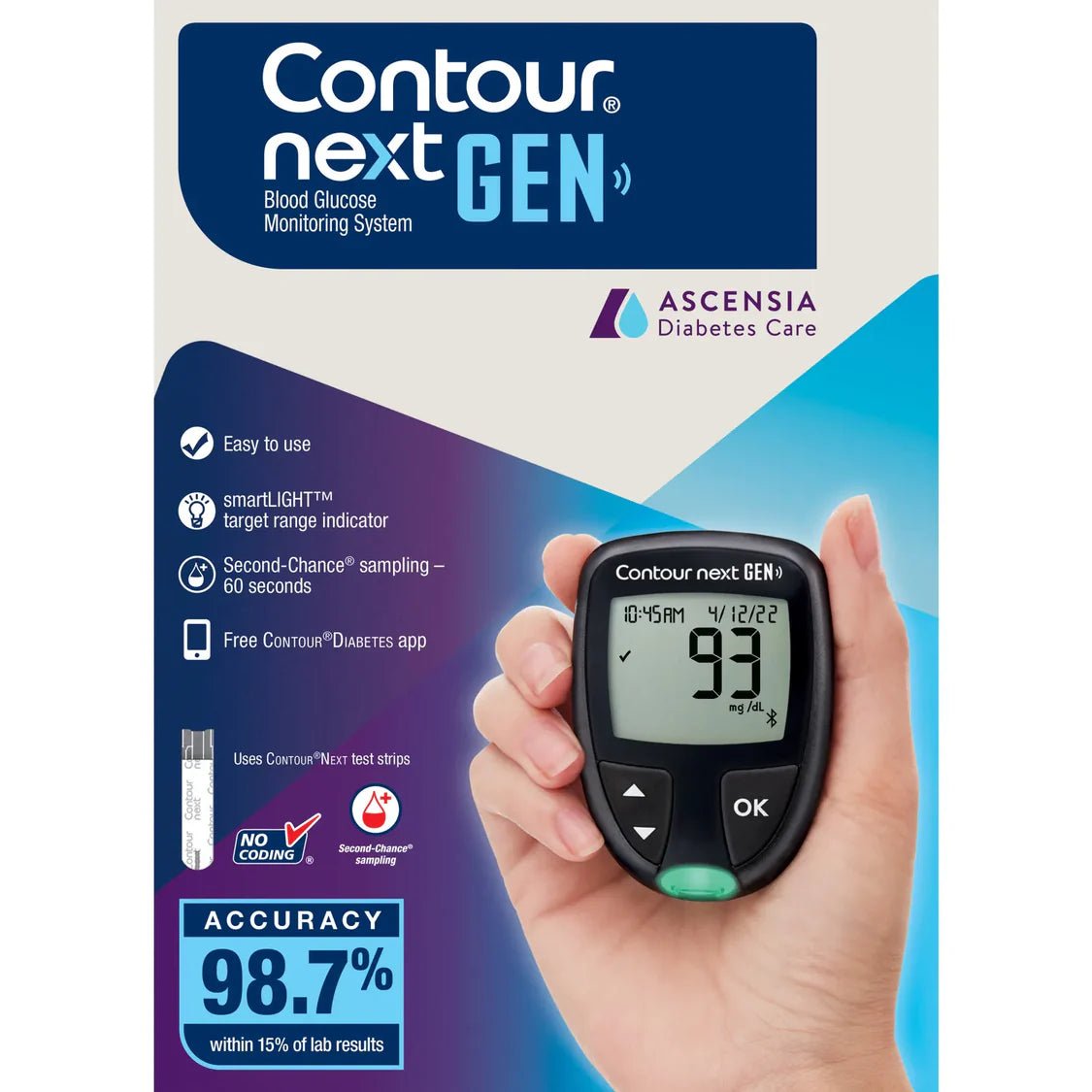CONTOUR® NEXT GEN Blood Glucose Monitoring System-Front View