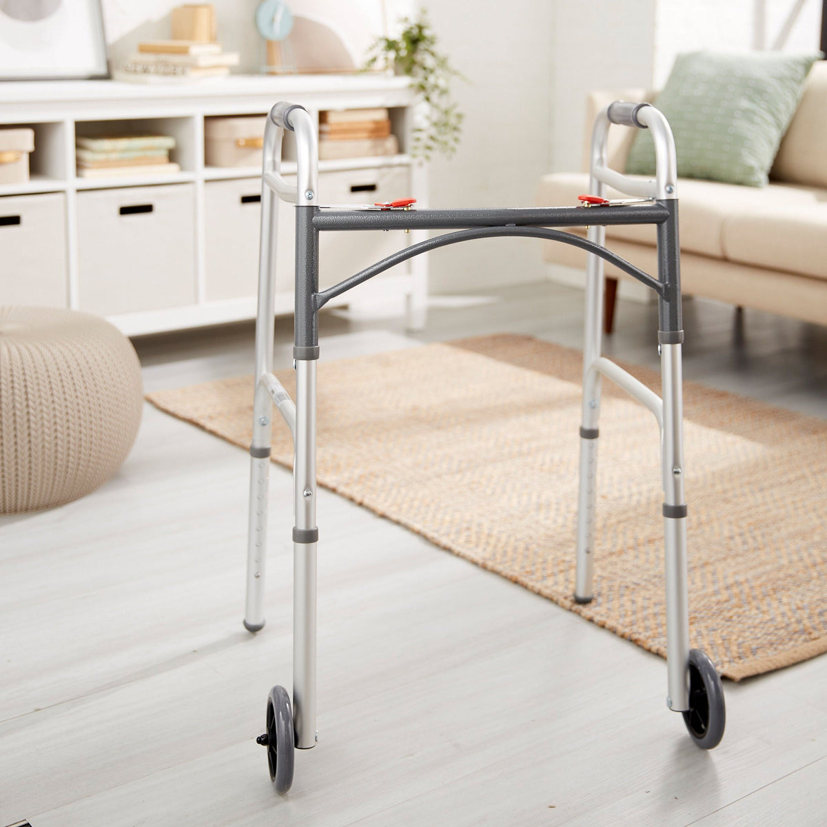 Dual Release Folding Mobility Aid with Wheels