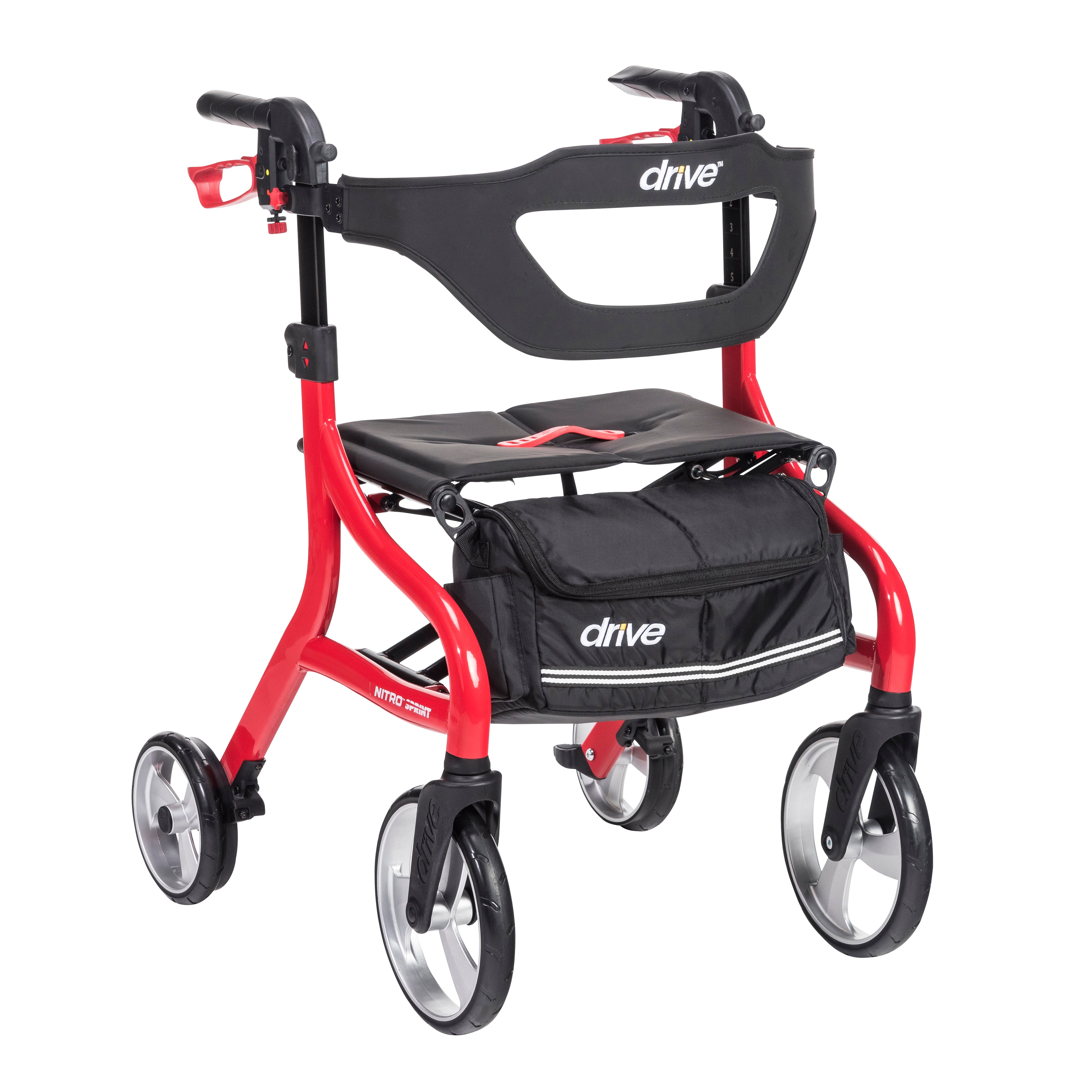 Nitro Sprint Rollator Rolling Walker-Side View Red