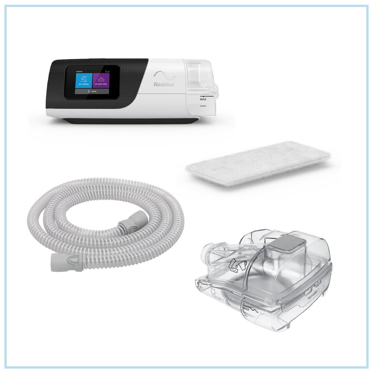 ResMed AirSense™ 11 Autoset™ CPAP Machine + One Month Resupply Bundle - Front View