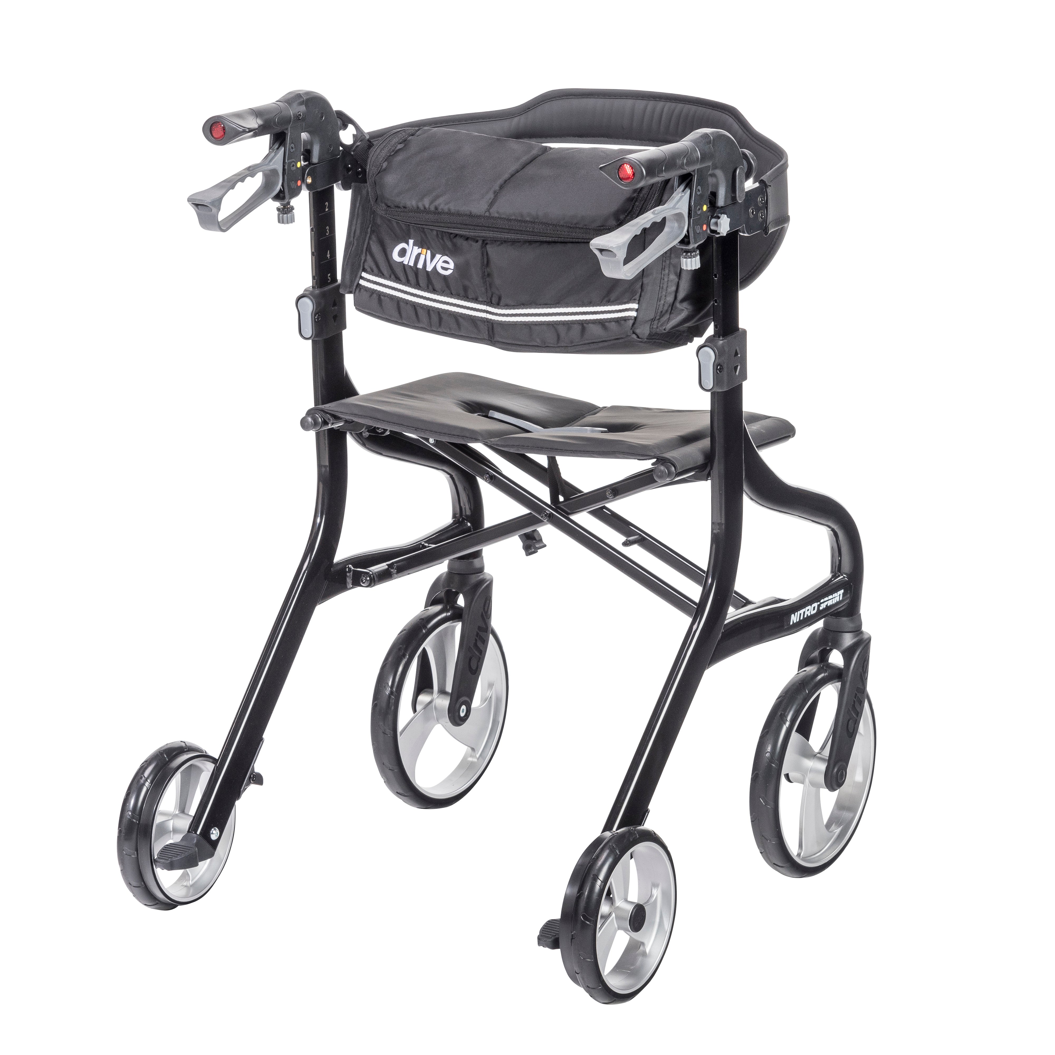 Nitro Sprint Rollator Rolling Walker-Rear Side View Black