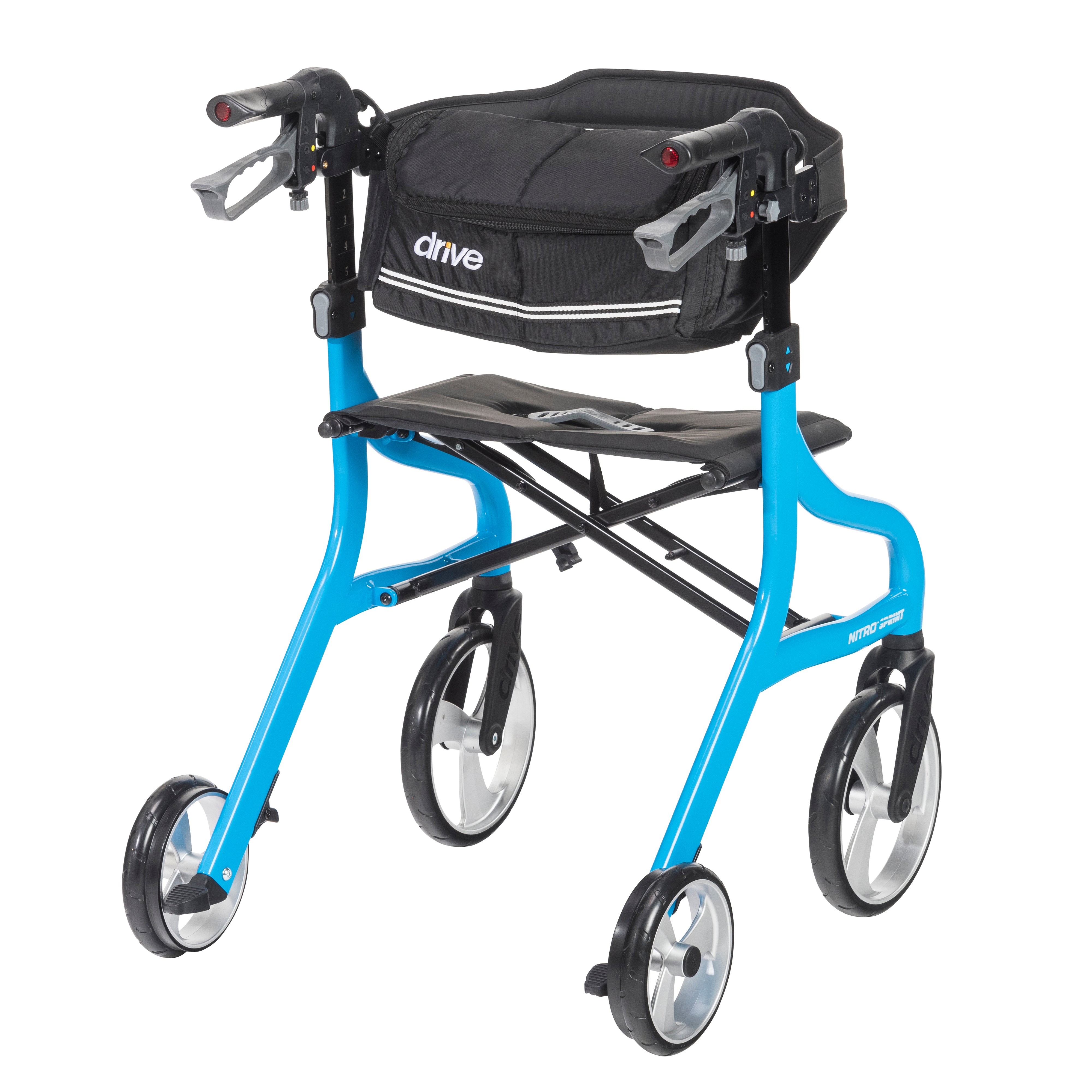 Nitro Sprint Rollator Rolling Walker-Rear Side View Blue