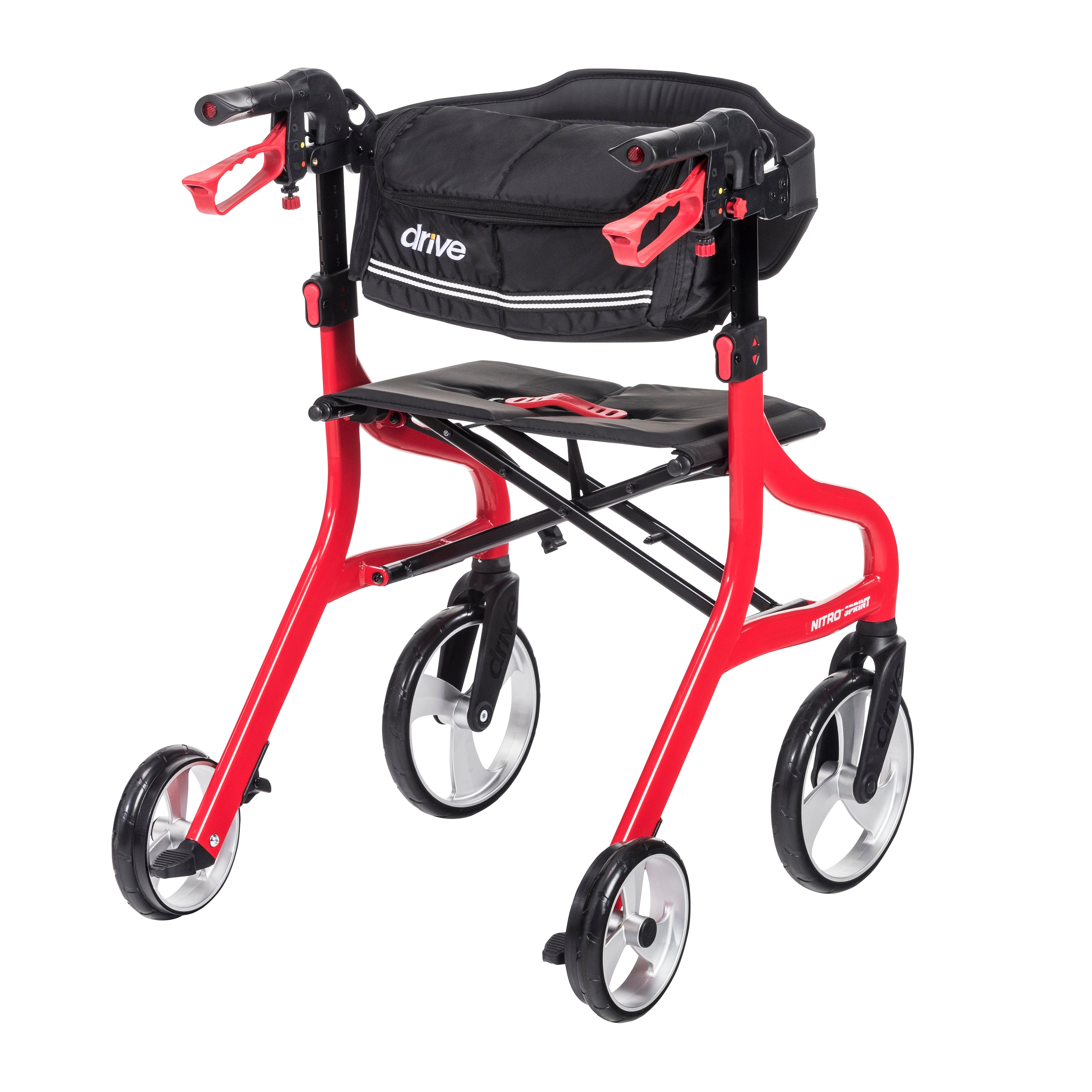Nitro Sprint Rollator Rolling Walker-Rear Side View Red