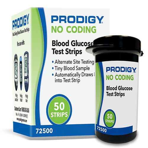 Prodigy® No Coding Blood Glucose Test Strip-Side View