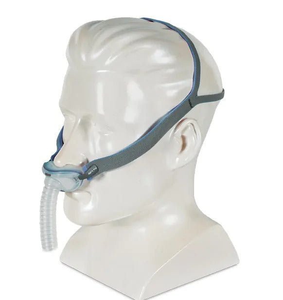 Resmed Airfit P10 Nasal Pillow Mask With Headgear Fit Pack - On Mannequin