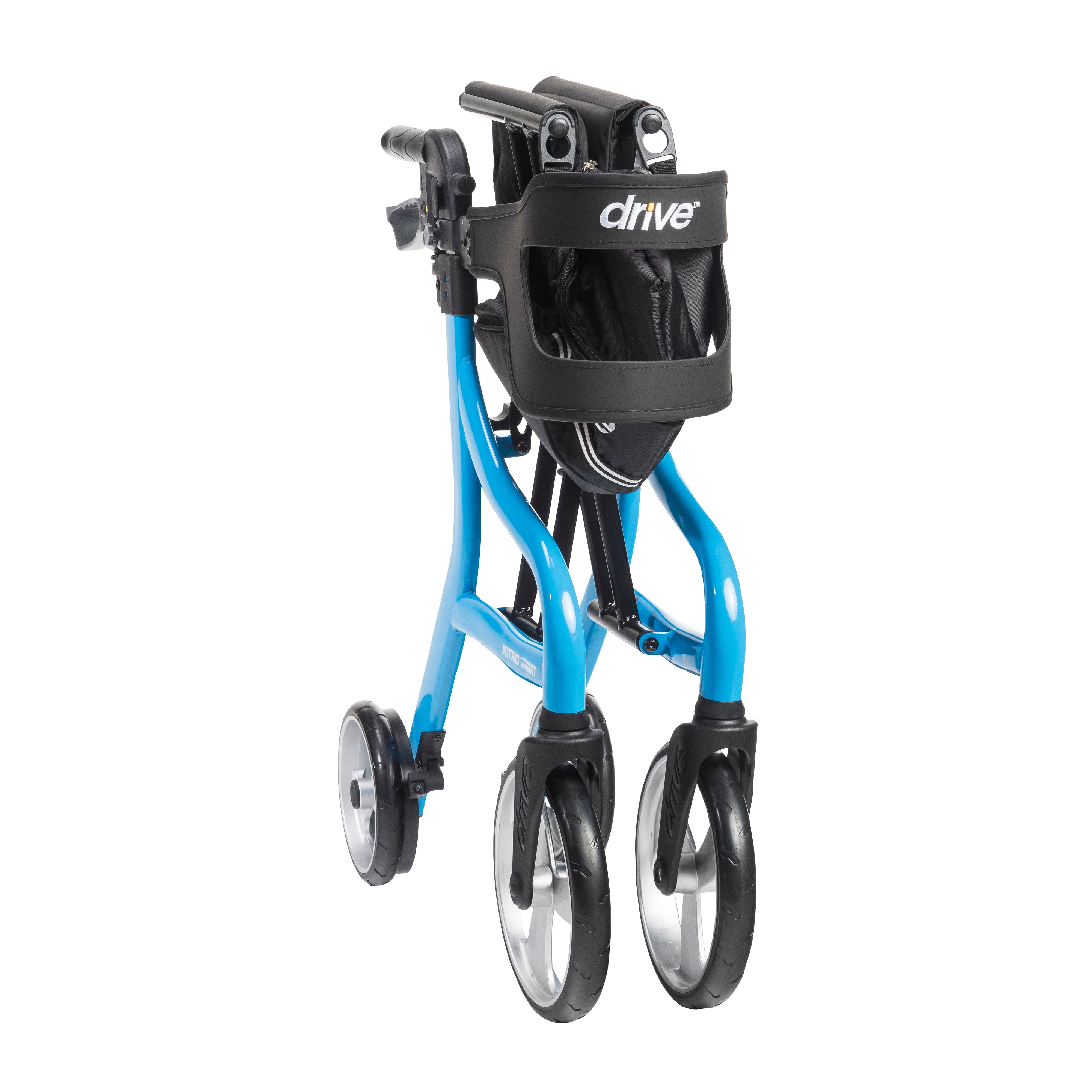 Nitro Sprint Rollator Rolling Walker-Front View Folded Blue