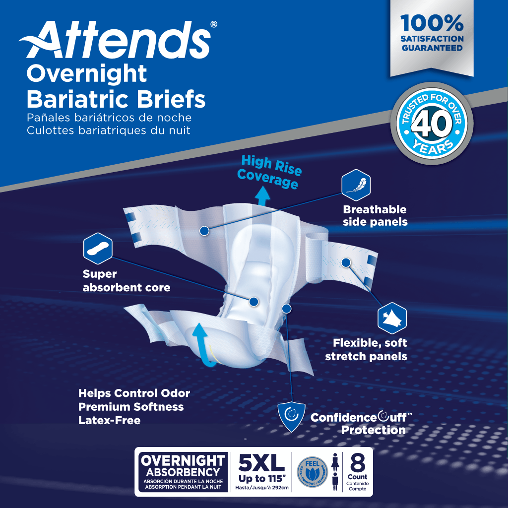Attends Bariatric Briefs, 5XL, features
