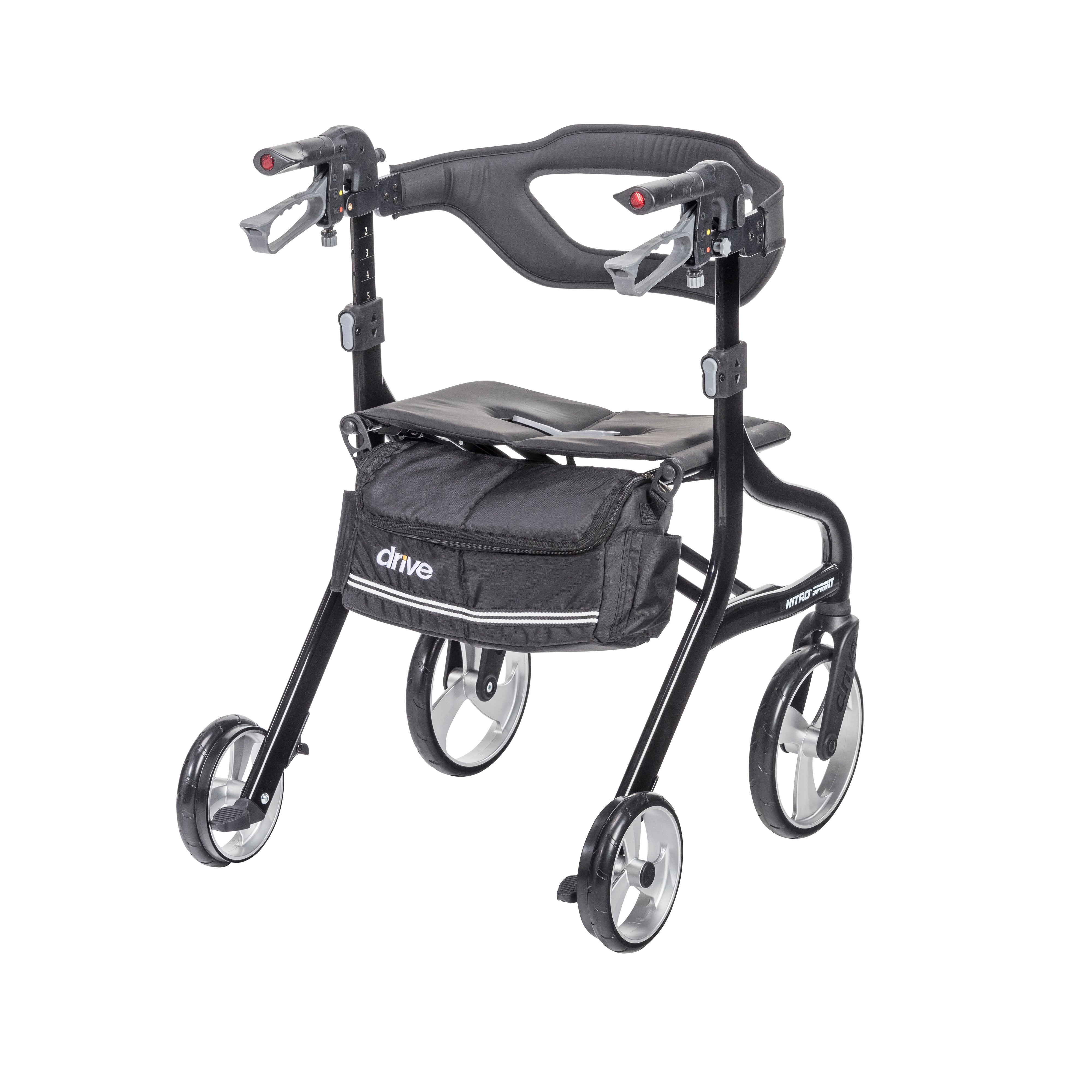 Nitro Sprint Rollator Rolling Walker-Rear Side View Black