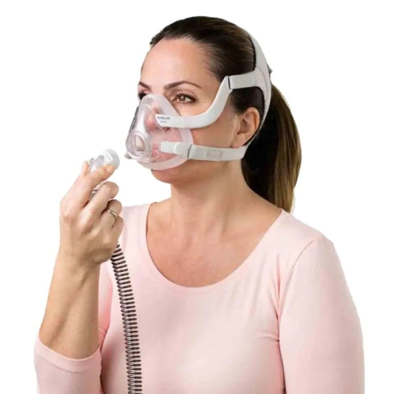 Resmed Airfit F20 for Her Full Face CPAP Mask With Headgear - On Model
