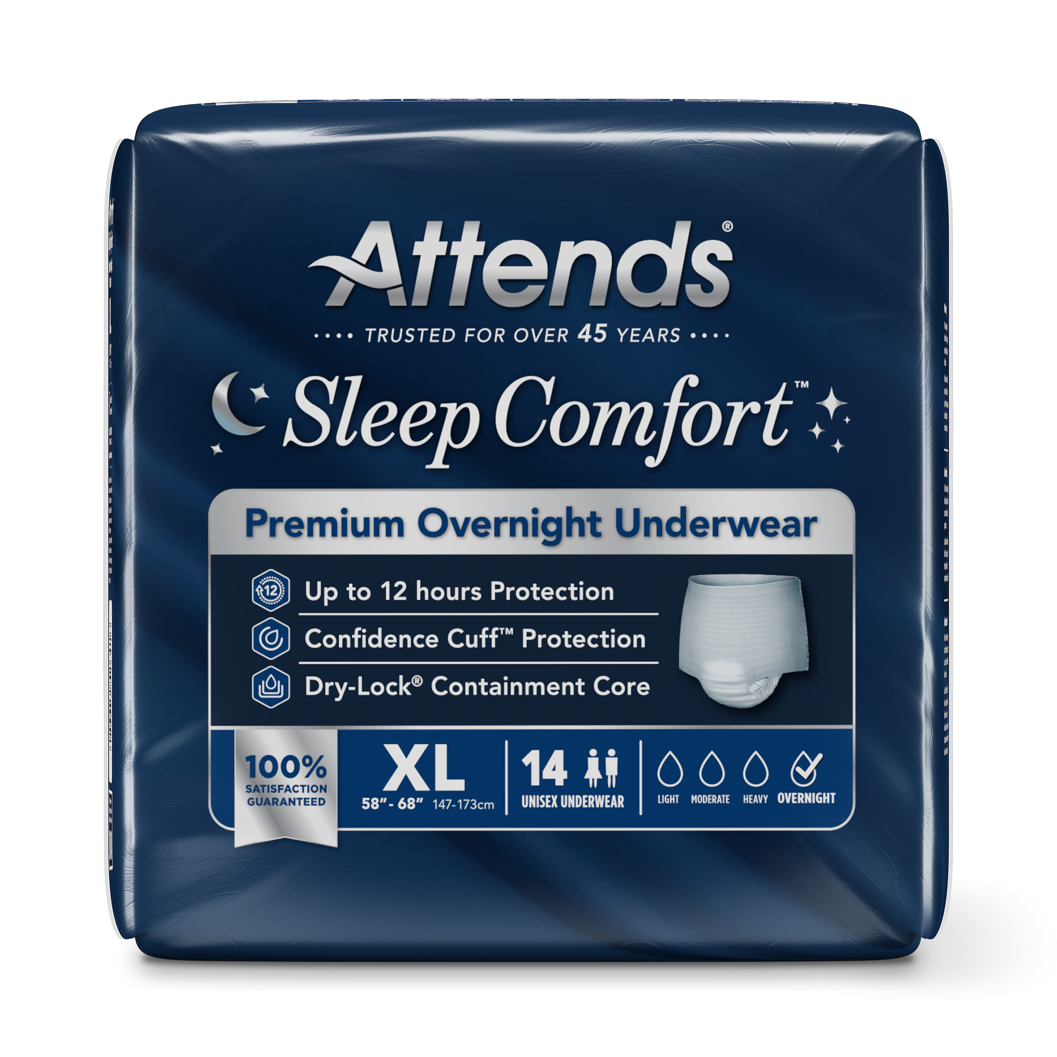 Attends Sleep Comfort Premium Overnight Underwear, XL, front