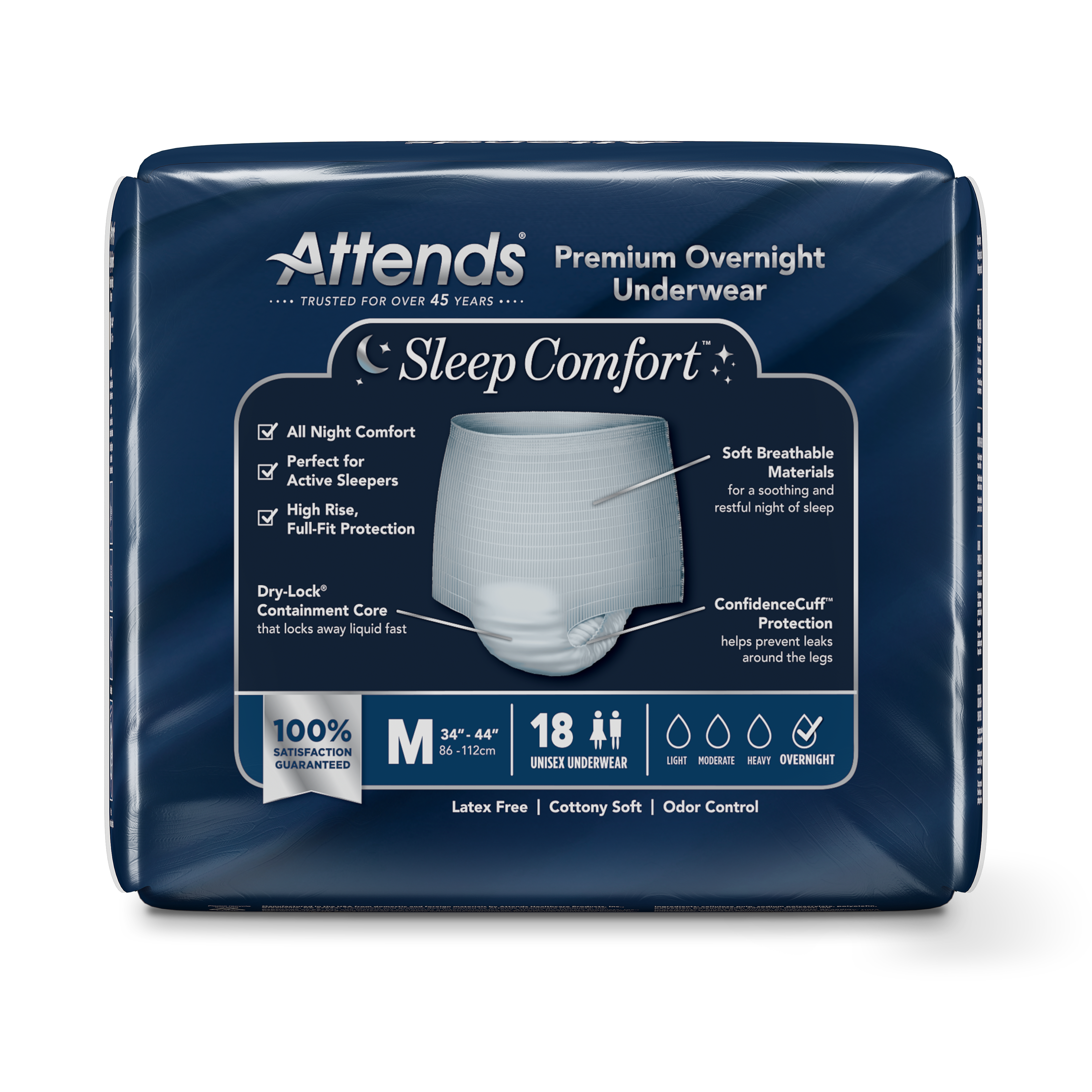 Attends Sleep Comfort Premium Overnight Underwear, Medium, back
