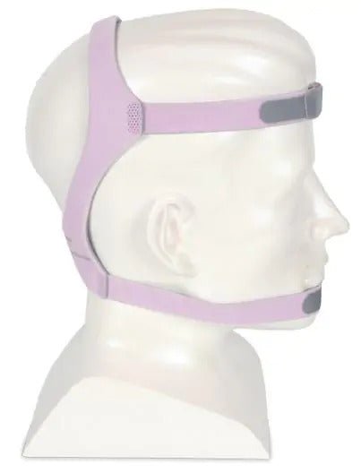 Resmed Mirage Fx Nasal CPAP Mask Small Pink Replacement Headgear on Mannequin - Side View