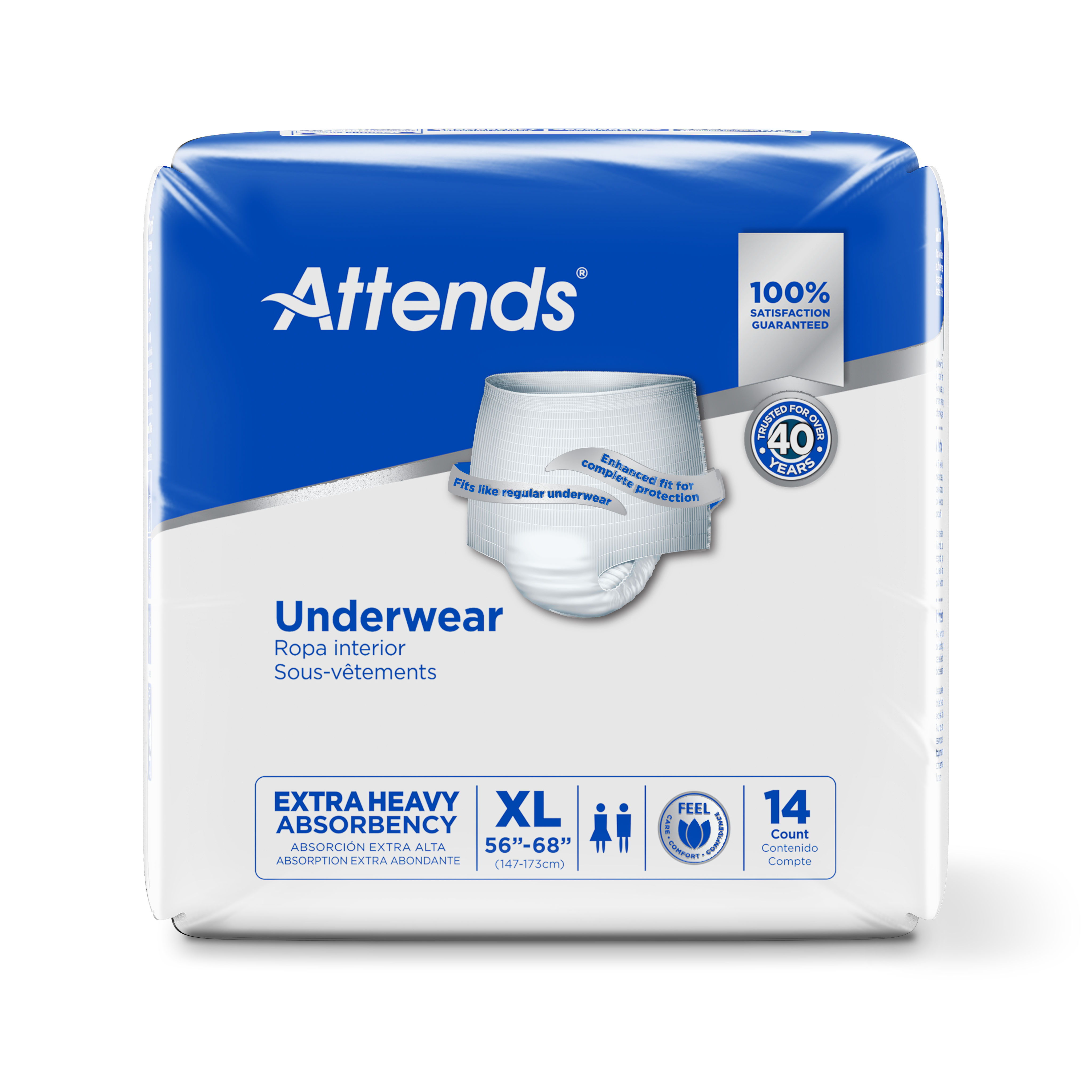 Attends Extra Heavy Absorbency Underwear, XL, front