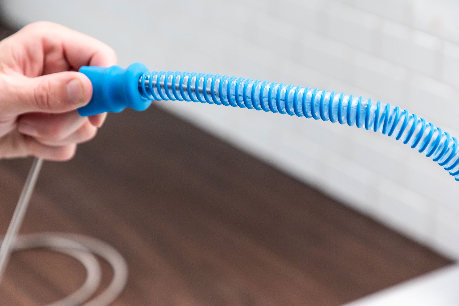 Hose Brush Set-Brush in Use (blue)