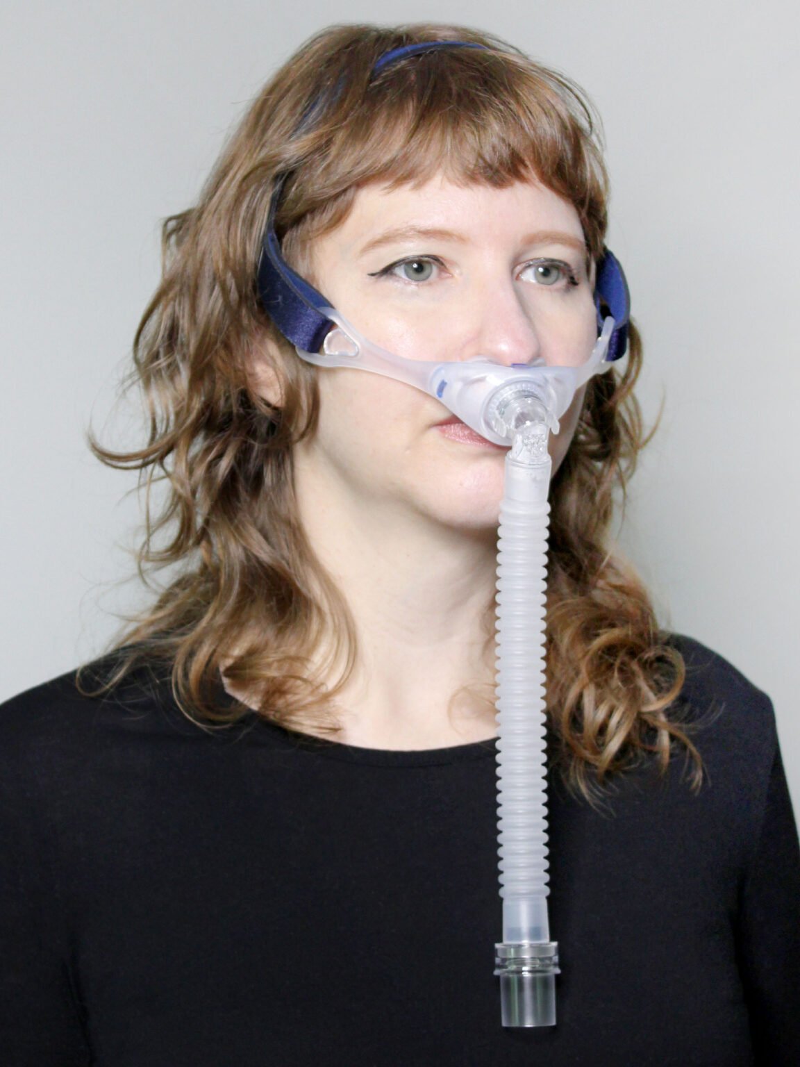 Sunset Deluxe Nasal Pillow CPAP Mask without Headgear - In Use