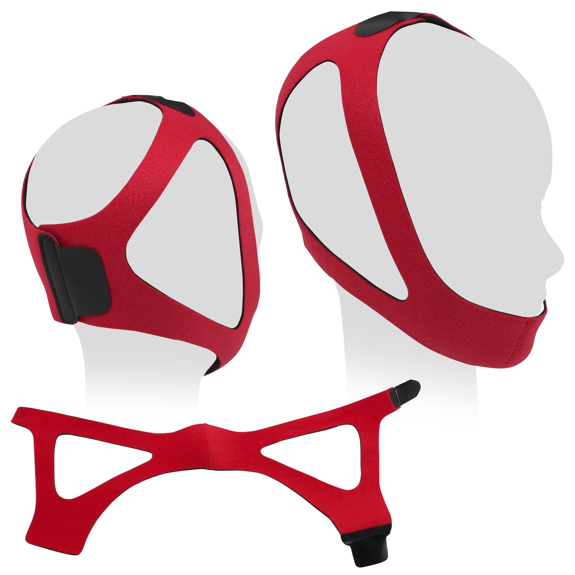 Sunset Ruby Style Adjustable Chin Strap - Front, Back, and Side View