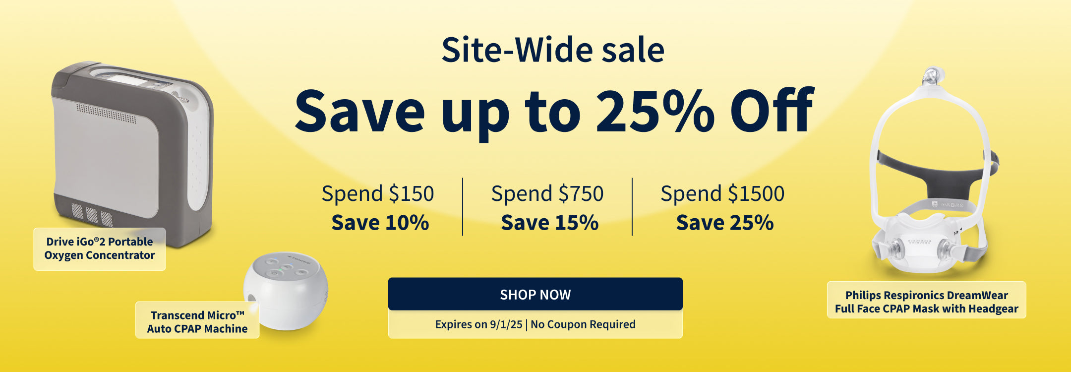 Site wide sale. Spend $150, Save 10%. Spend $750, save 15%. Spend $1500, save 25%.