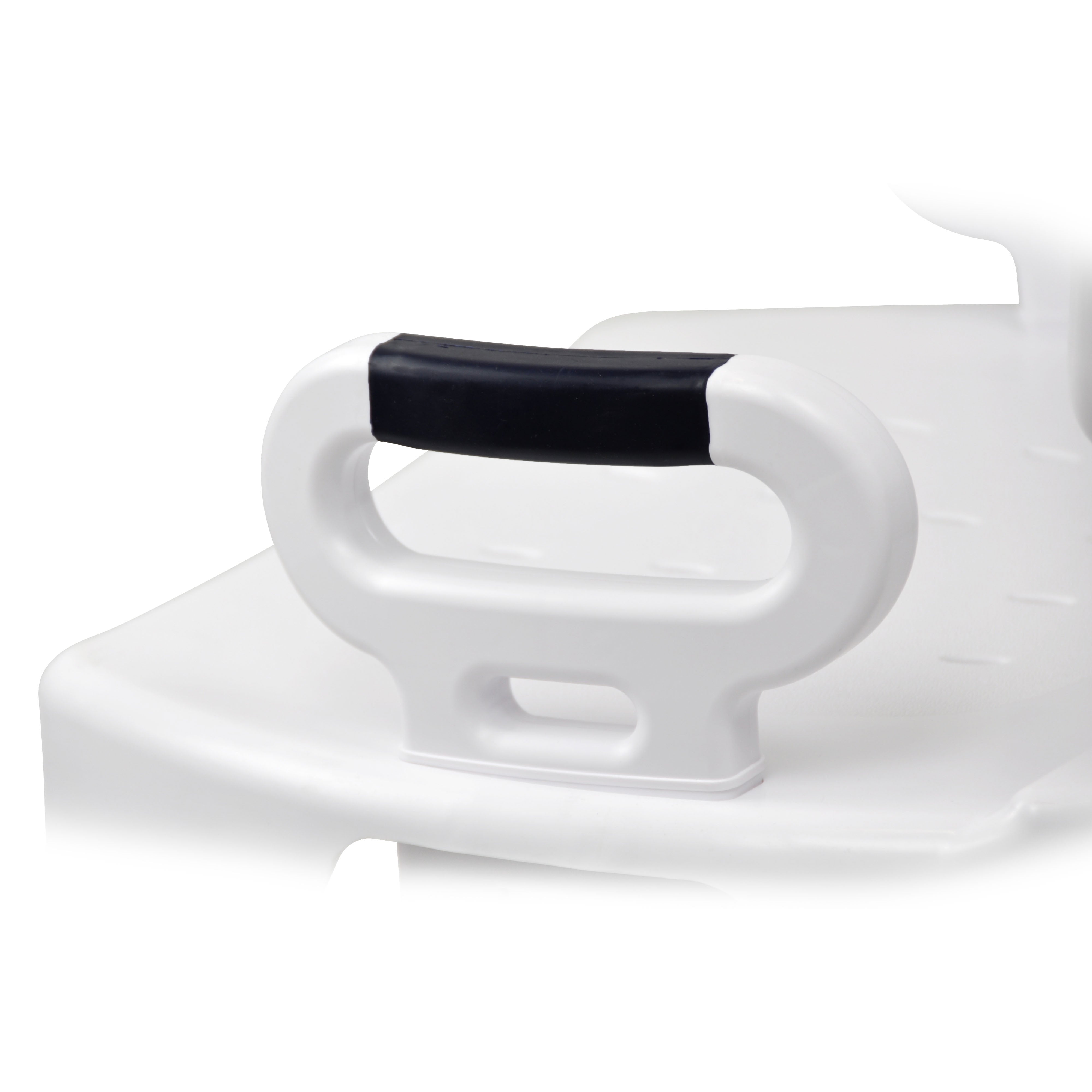 Drive Medical Premium Series Shower Chair with Back and Arms-Side View of seat handle