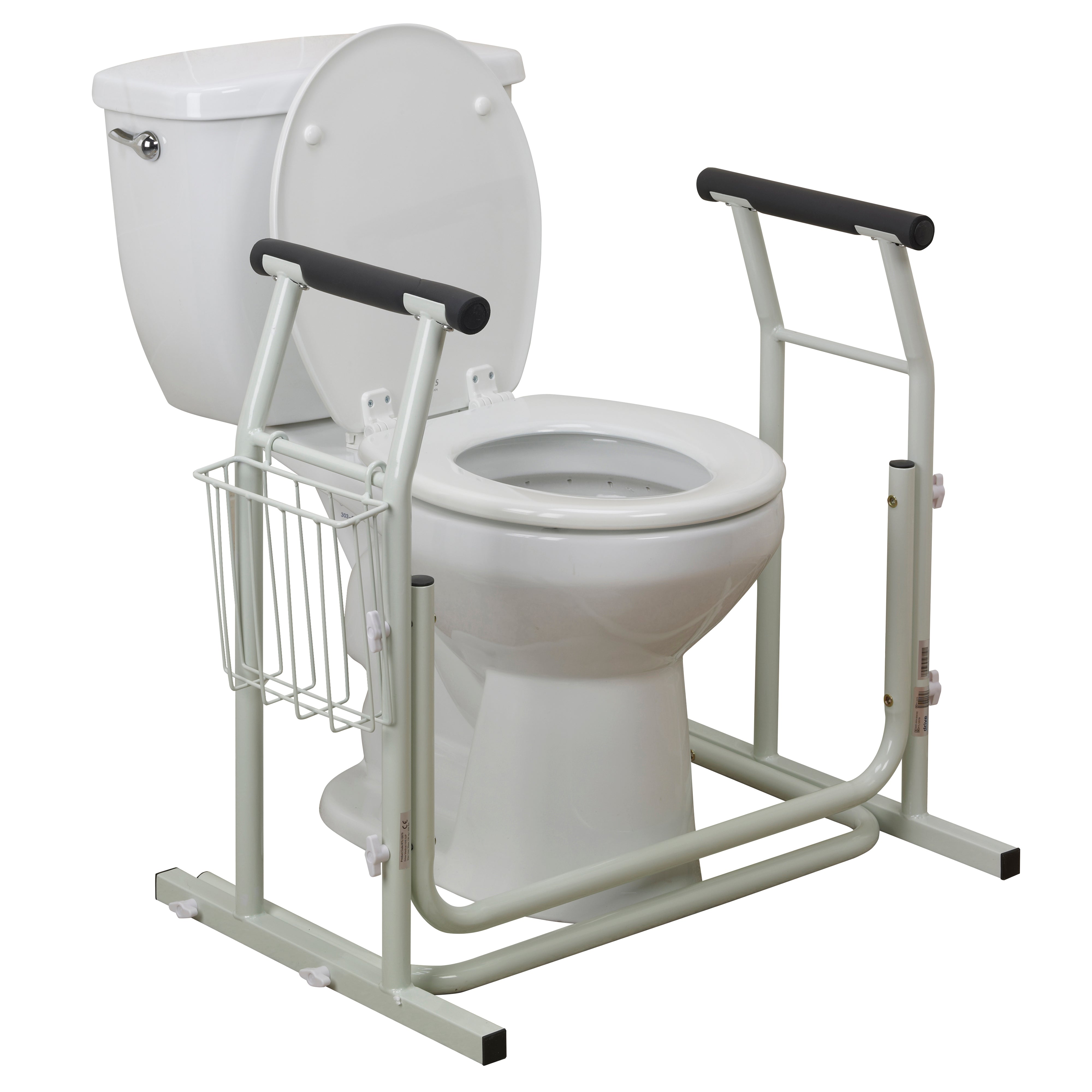 Drive Medical Stand Alone Toilet Safety Rail-Side View On Toilet