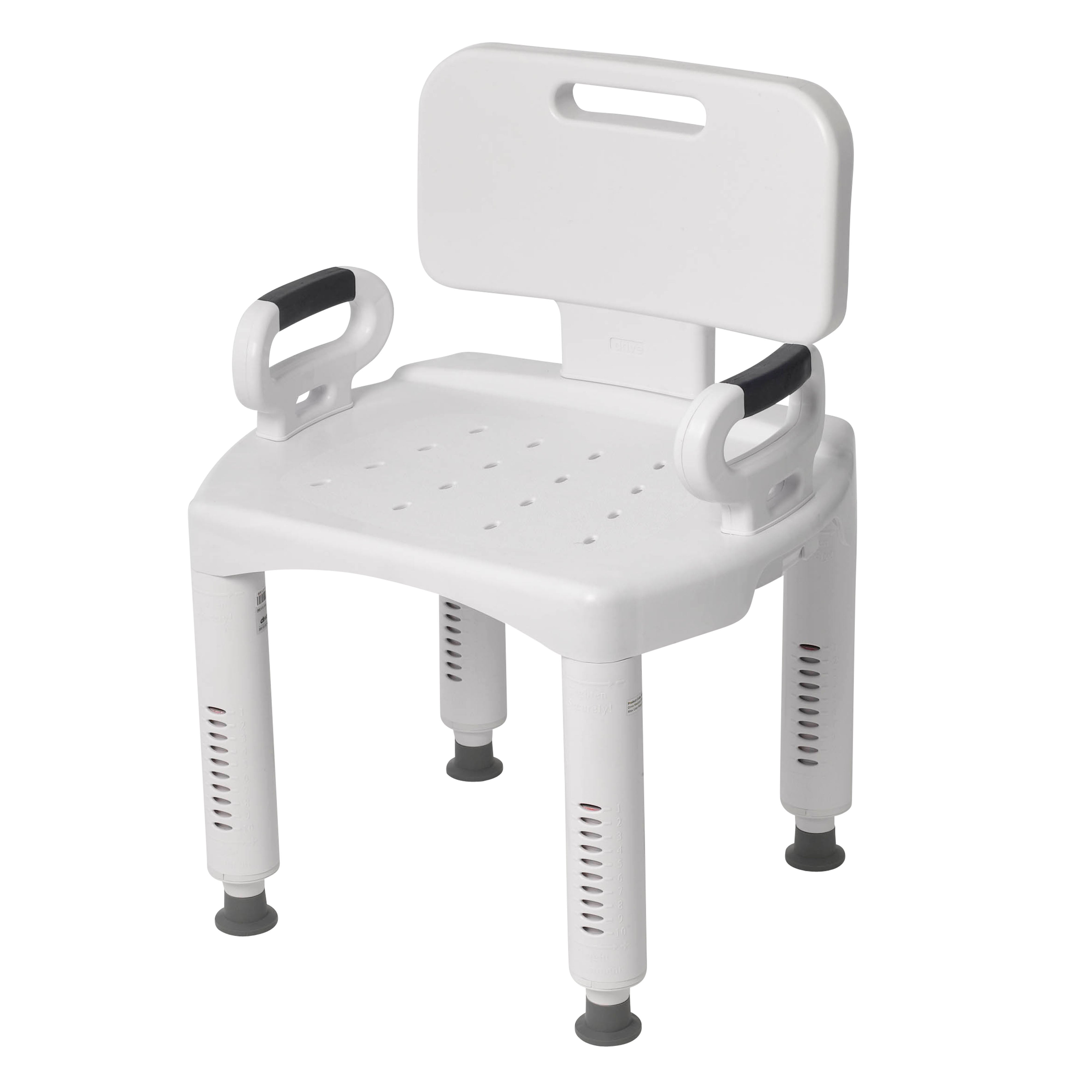 Drive Medical Premium Series Shower Chair with Back and Arms-Full Chair Side View