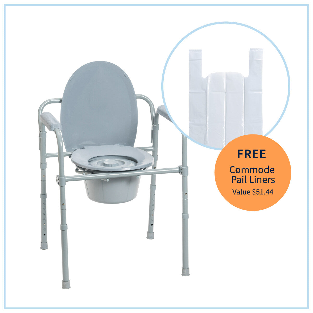 Drive Medical Folding Commode - Front View