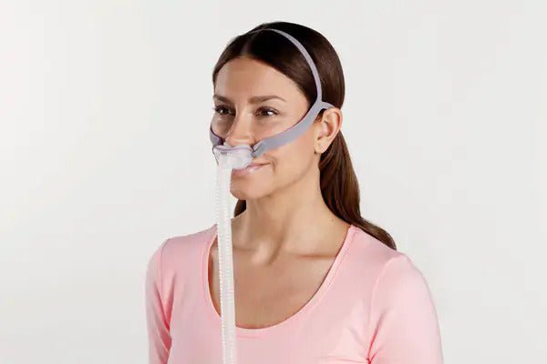 Resmed Airfit P10 for Her Nasal Pillow Mask With Headgear Fit Pack - On Model