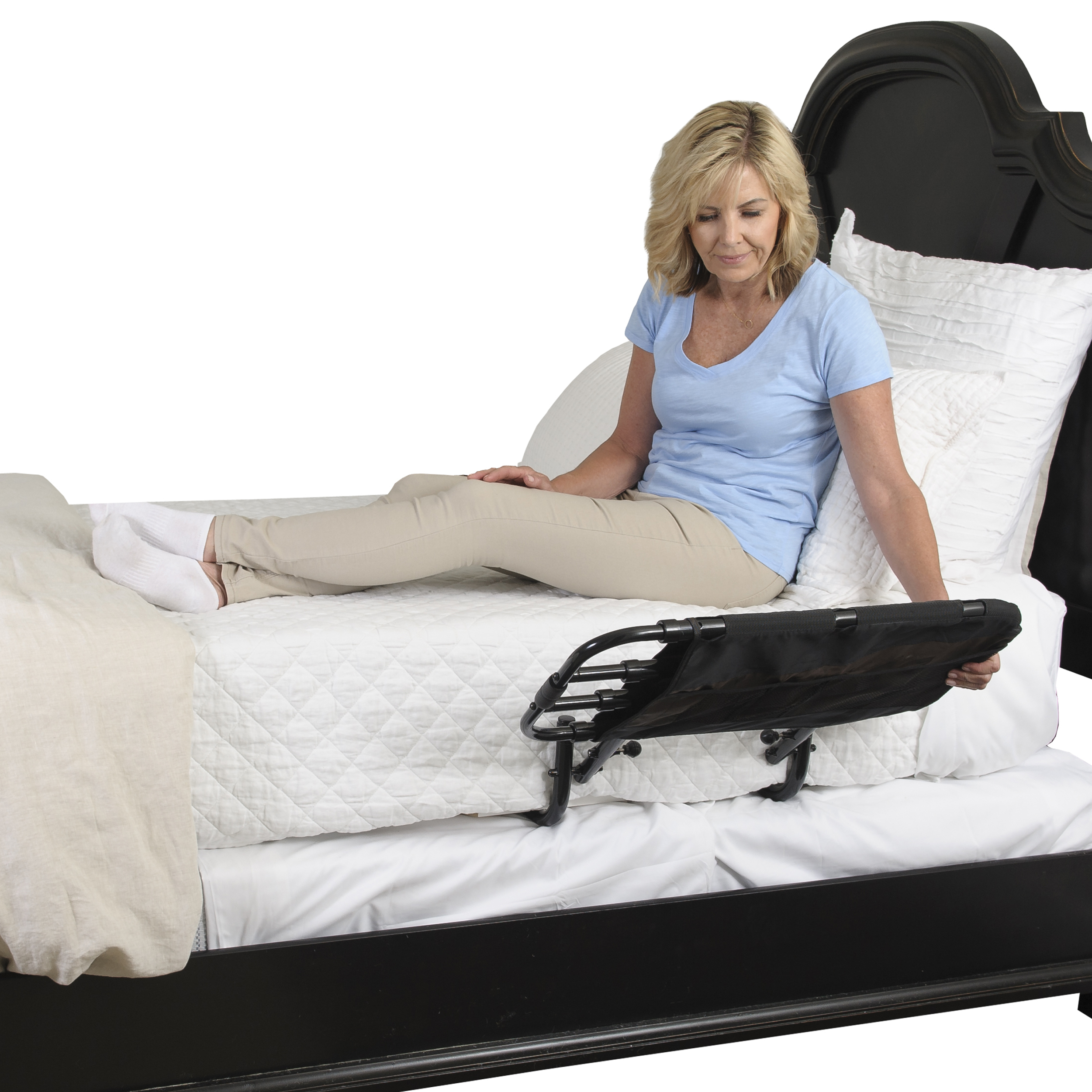 Zoomed in product image Stander Bed Rail EZ Adjust - woman folding down
